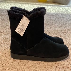 Women's Cat Mid Shearling Style Black Boots